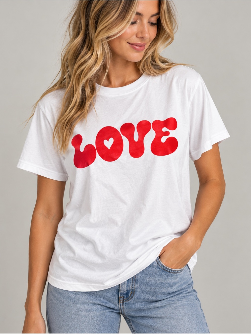 Show Me Your Mumu LOVE Graphic Tee White Red Heart T-Shirt XS
